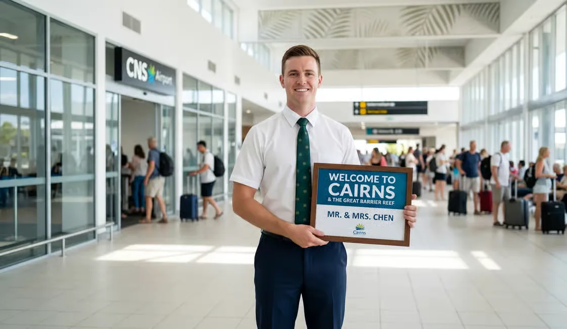 Transfer van used for airport and hotel journeys in Cairns