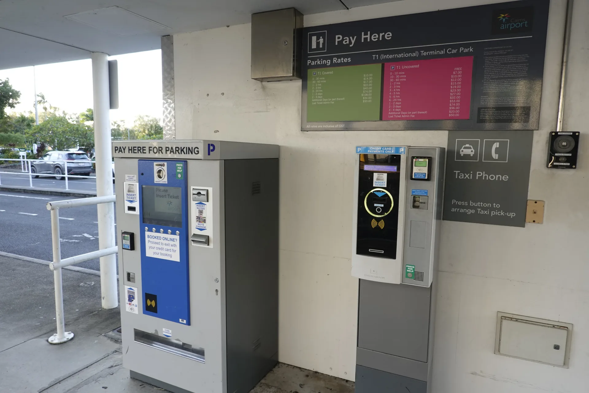 Sheltered taxi rank outside Cairns Airport