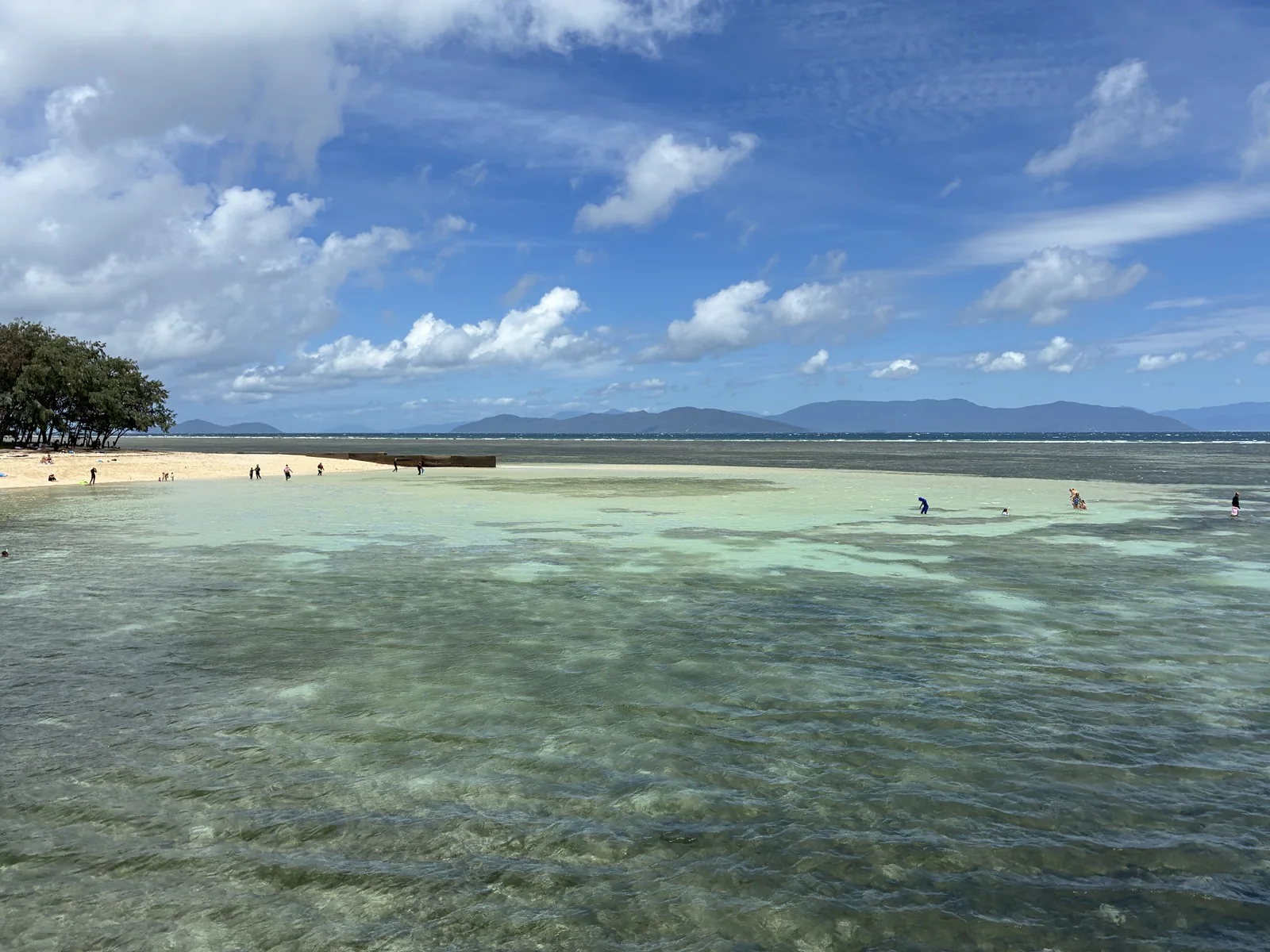 グリーン島の透明な浅瀬とグレートバリアリーフ