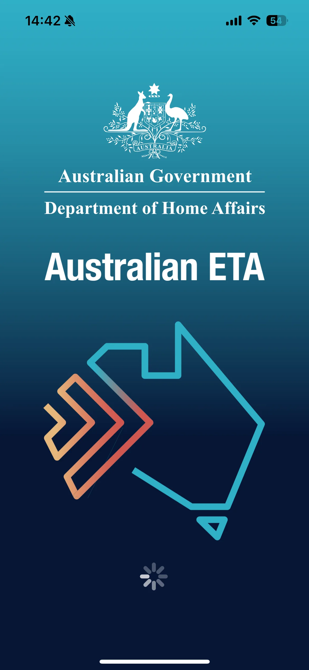 AustralianETAアプリの起動画面