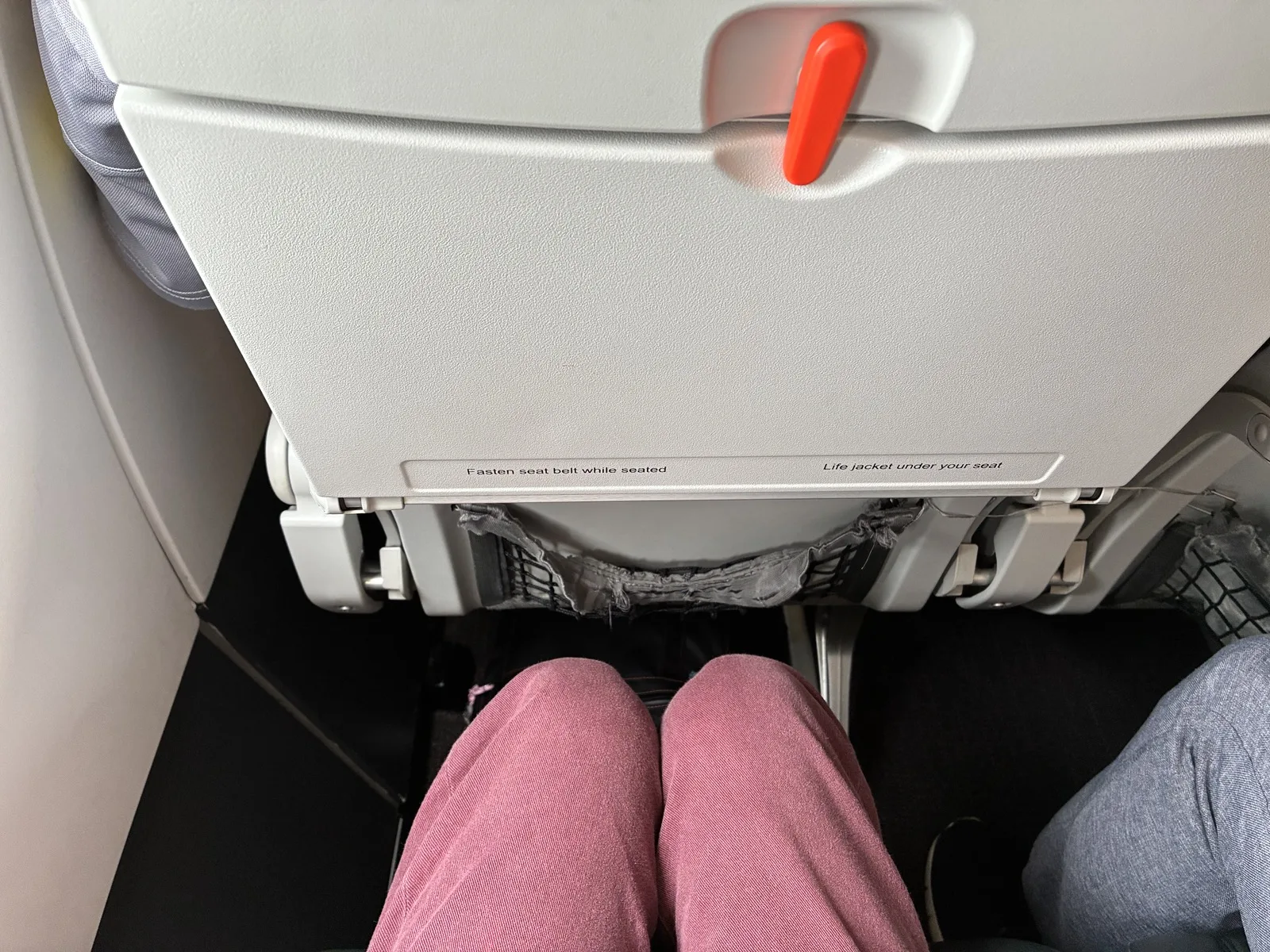 Jetstarケアンズ・シドニー国内線の座席と足元の広さ