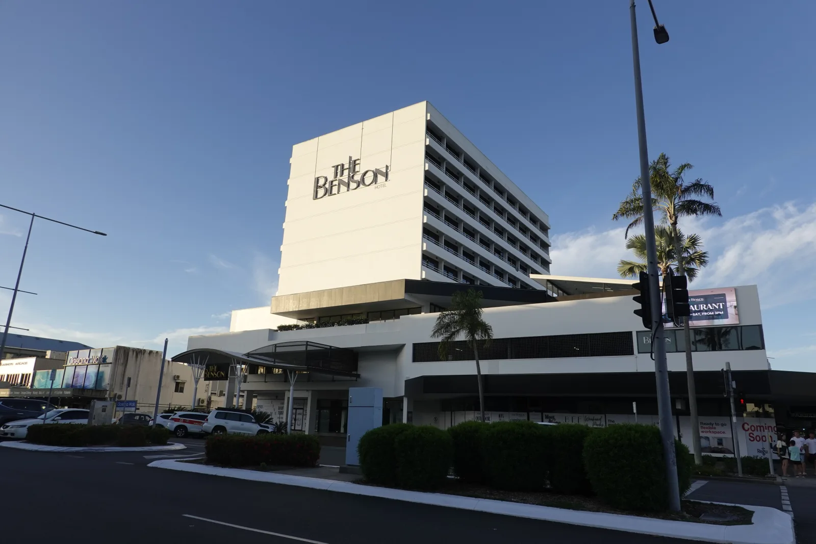 The exterior of The Benson Hotel in central Cairns